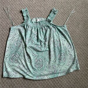 LC Lauren Conrad Light Green Patterned Tank Top